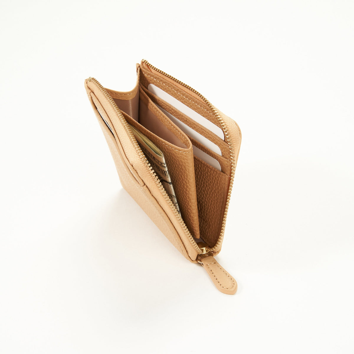 Zip-fastening wallet|Soft Leather