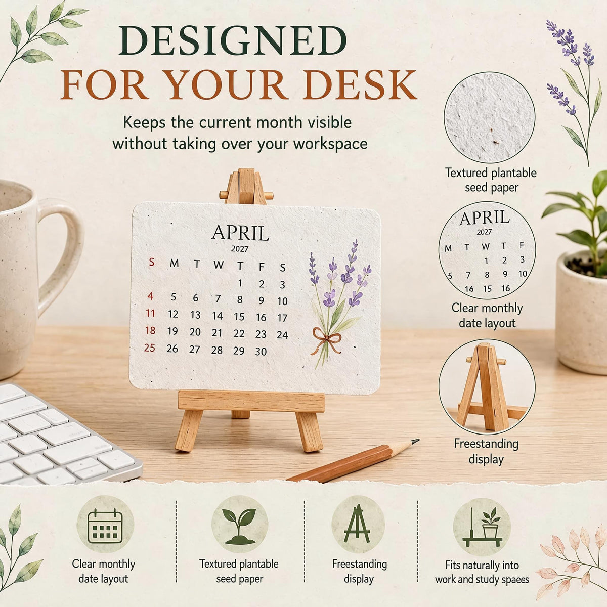 đąEco-Friendly Plantable "Timeless" Seed Calendar 2027 ⨠Planâ˘Plantâ˘Growâ˘Enjoy