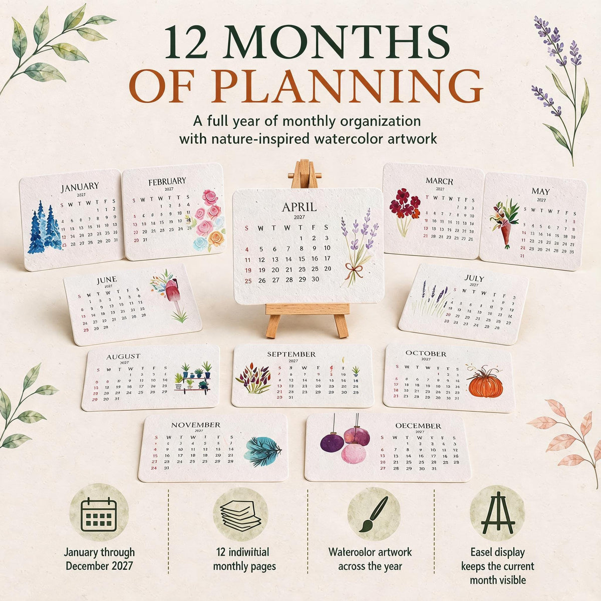 đąEco-Friendly Plantable "Timeless" Seed Calendar 2027 ⨠Planâ˘Plantâ˘Growâ˘Enjoy