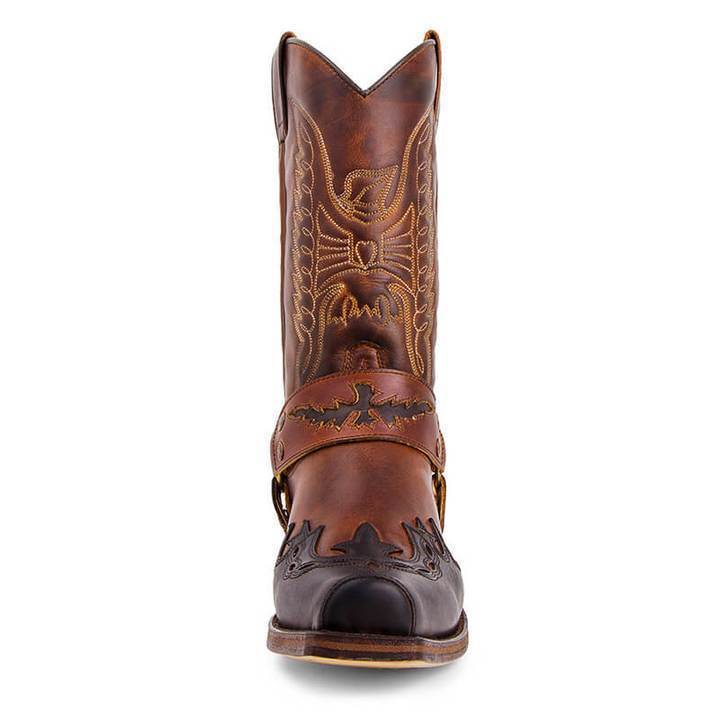 Squared-toe Carved Cowboy Boots Motorcycle Boots