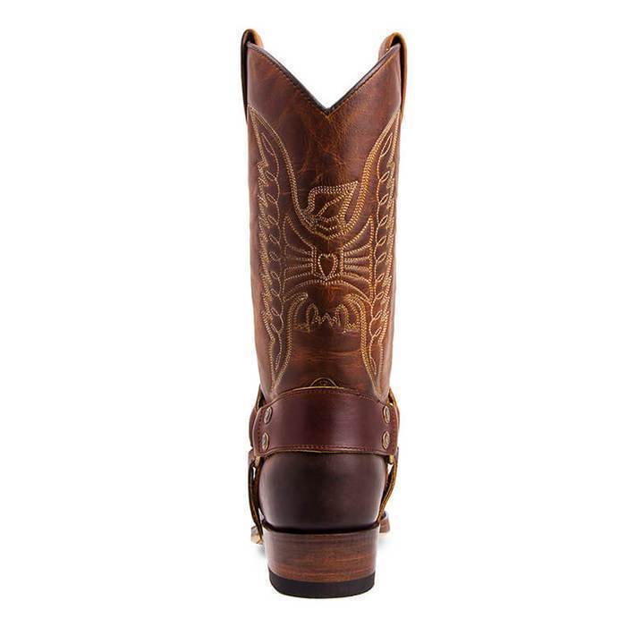 Squared-toe Carved Cowboy Boots Motorcycle Boots